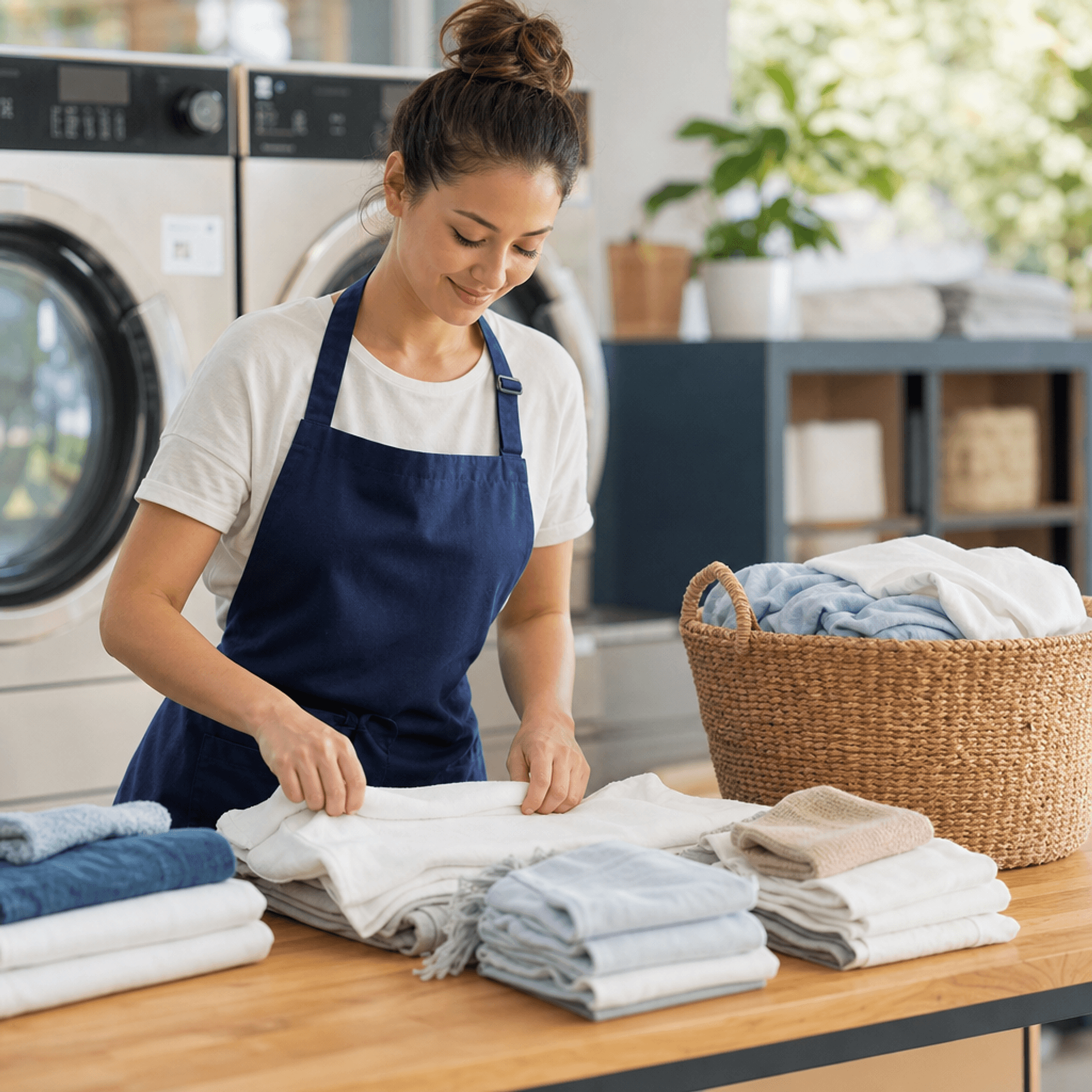 A close look at neatly folded laundry